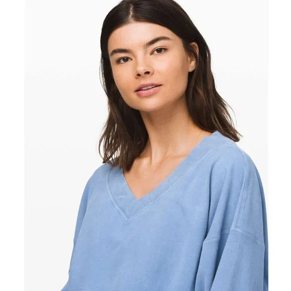 Lululemon Dare the Day Pullover / M/L / Washed Tempest Blue Oversized Sweater - Picture 3 of 11